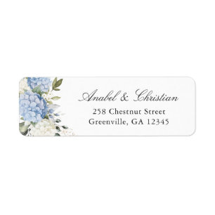 Floral Blue Hydrangea Greenery Adresse de retour