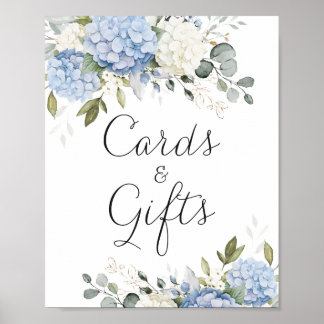 Floral Blue Hydrangea Greenery Wedding Cards Gift Poster