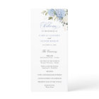 Floral Blue Hydrangea Programme de mariage vert