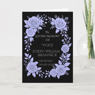 FLORAL BLUE. IN LOVING MEMORY KEEPSAKE, CARD