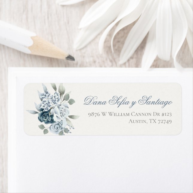 Floral Blue Mariage invitation espagnole (En situation)