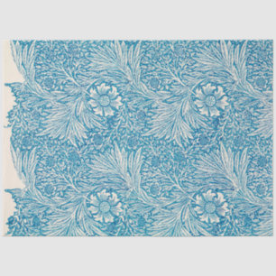 Floral Blue Marigold Ephemera Decoupage Pattern Tissue Paper