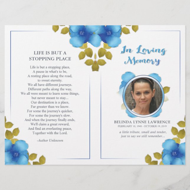 Floral Blue Memorial ou le programme de services f (Devant)