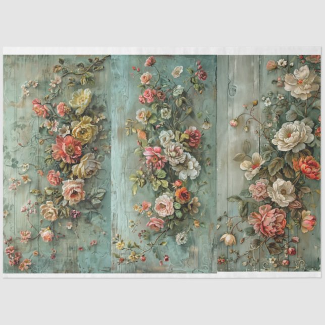 Floral Blue Papers For Breadboards Design Tissue Paper (Front)