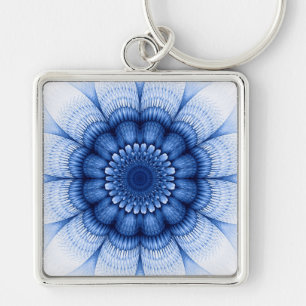 Floral blue pattern keychain