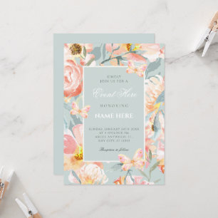Floral Blue pink pastel Invitation