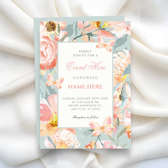 Floral Blue pink pastel  Invitation (Creator Uploaded)