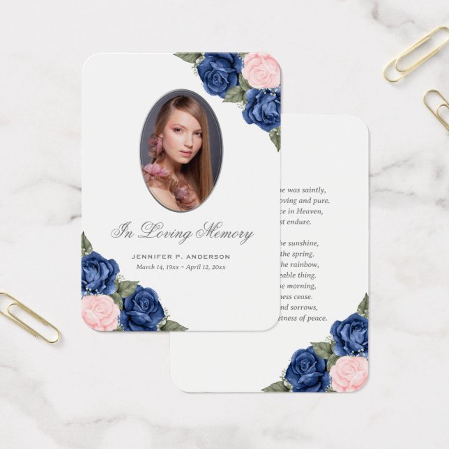 Floral Blue Pink Silver Memorial Funeral Prayer (Office)