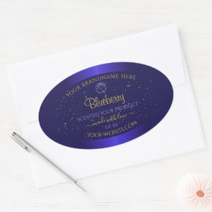 Floral Blue Product Labels Soft Gold Glitter Rose