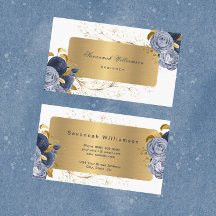 Floral Blue Roses Gold Customizable