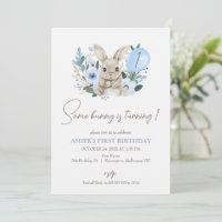 Floral Blue Some Bunny Is Turning One 1st Birthday