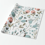 Floral Blue Spring Pattern Wedding  Wrapping Paper<br><div class="desc">Add a touch of spring to your gift giving with our Blue Spring Wrapping Paper. The beautiful floral and quail designs will add an elegant and festive touch to any gift. Made with high quality materials,  it's the perfect choice for any occasion.</div>