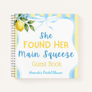 Floral Blue Stripe Main Squeeze Bridal Shower Notebook