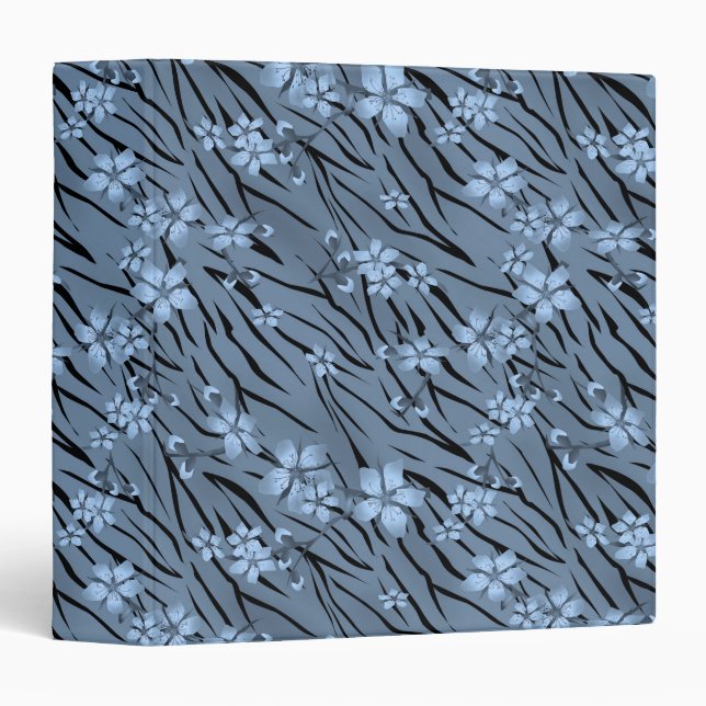 Floral, blue, tiger pattern binder (Front/Spine)