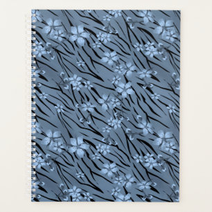 Floral, blue, tiger pattern planner