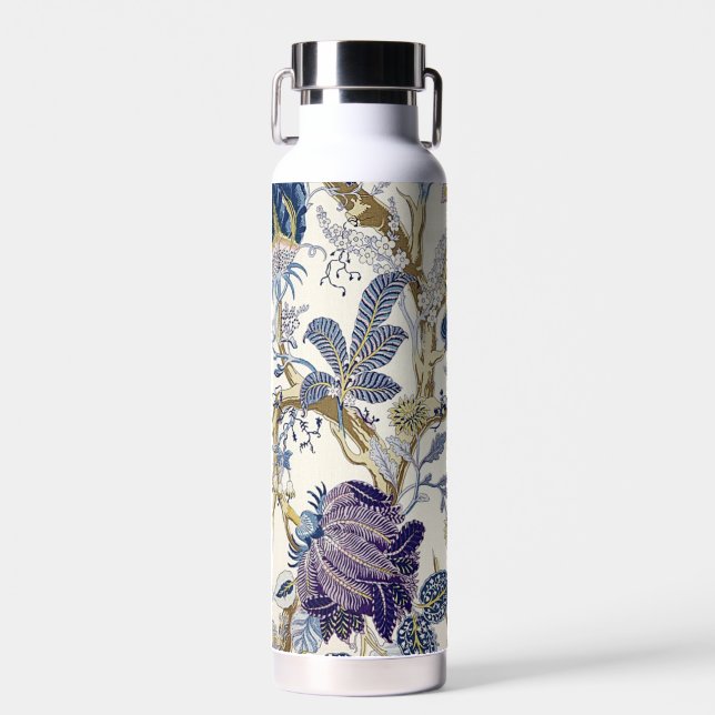 Floral  Blue  White Water Bottle (Front)