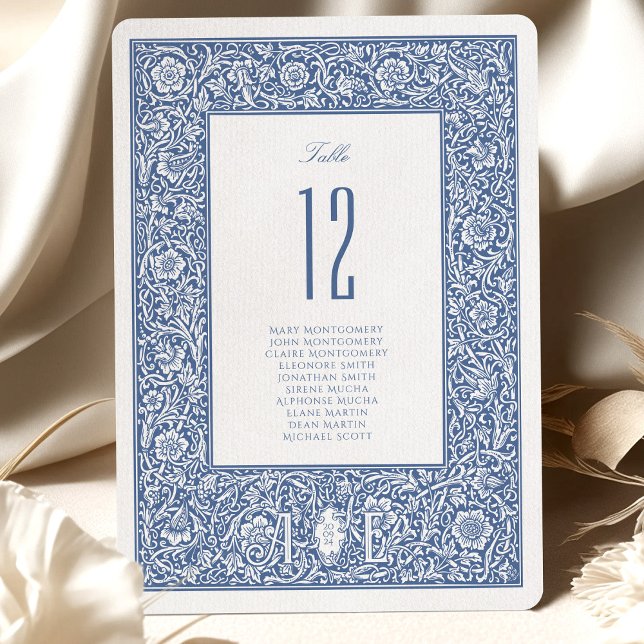 Floral Blue William Morris Table Number Cards (Creator Uploaded)