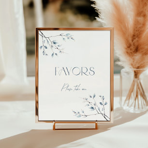 Floral Blue Winter Botanical Faveurs Poster