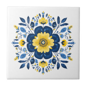 Floral Blue & Yellow Tile