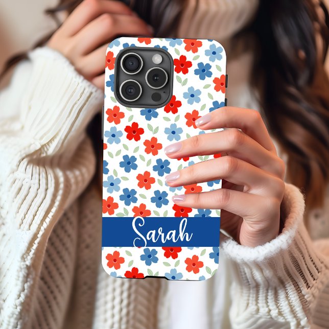 Floral Blues Blue iPhone 15 Case (Blues Blue iPhone Case )