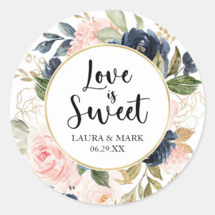 Floral Blush and Navy Love Is Sweet Sticker