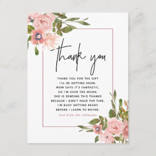 Floral Blush and Rose Gold Baby Shower Thank You