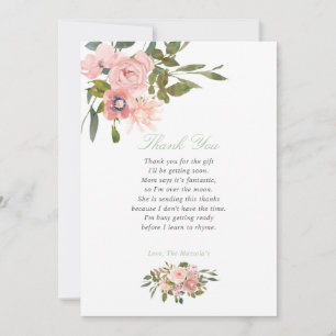 Floral Blush and Sage Baby Shower Thank You Card