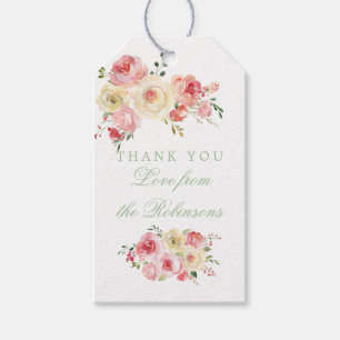 Floral Blush and Sage Baby Shower Thank You Gift Tags