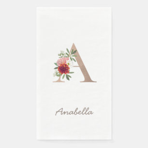 Floral blush bouquet personalized letter " A" Napkin