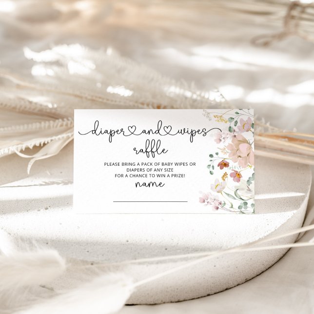 Floral blush diaper and wipes raffle ticket enclosure card (Creator Uploaded)