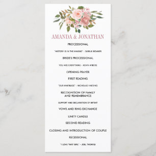 Floral Blush et Rose Gold Wedding Programme
