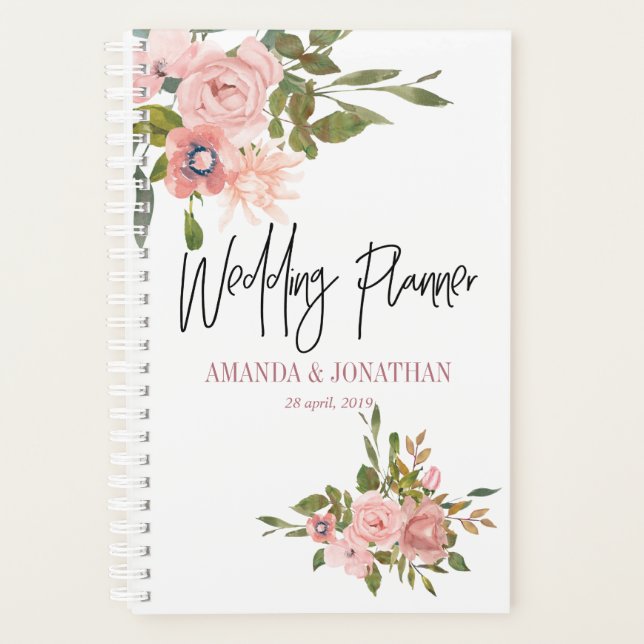 Floral Blush et Rose Wedding planner or (Devant)