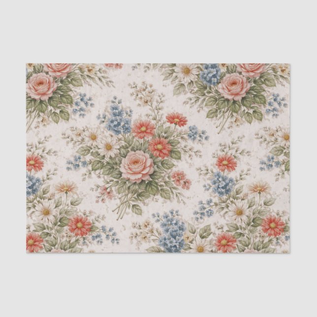 Floral Blush Garden Heirloom Pattern Tissue Paper (Front)