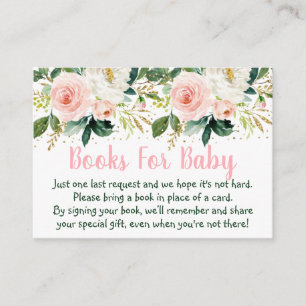 Floral Blush Gold Baby Shower Book Request Enclosure Card