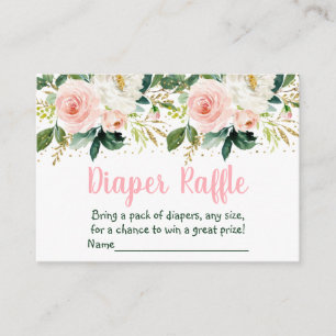 Floral Blush Gold Baby Shower Diaper Raffle Enclosure Card