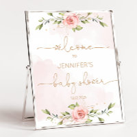 Floral blush gold baby shower welcome foam board
