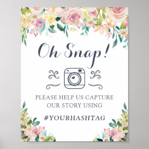 Floral Blush Greenery Eucalyptus Hashtag Sign