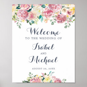 Floral Blush Greenery Eucalyptus Welcome Sign