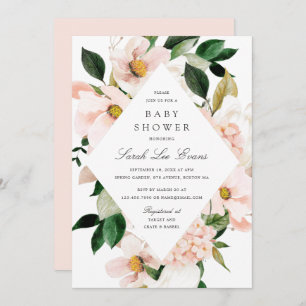 Floral Blush Hydrangea Elegant Chic Baby Shower Invitation