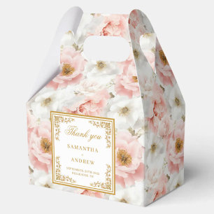 Floral blush ivory gold watercolor wedding thanks favor box