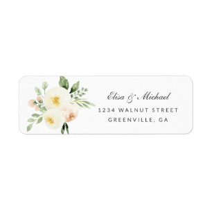 Floral Blush Peach Elegant Wedding Address