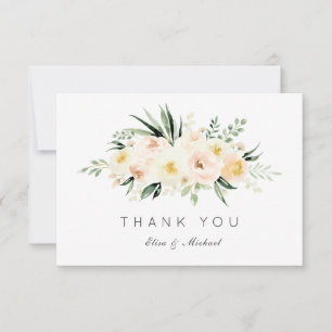 Floral Blush Peach Greenery Minimal Thank You Card