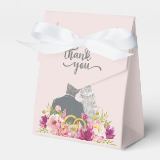 Floral Blush Peonies Trendy Script Mr. and Mrs. Favor Box