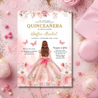 Floral Blush Pink Bilingual Spanish Quinceanera