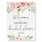 Floral blush pink bridal shower welcome