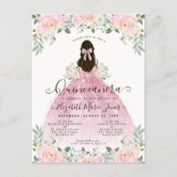 Floral Blush Pink Dress 15th Birthday Quinceanera