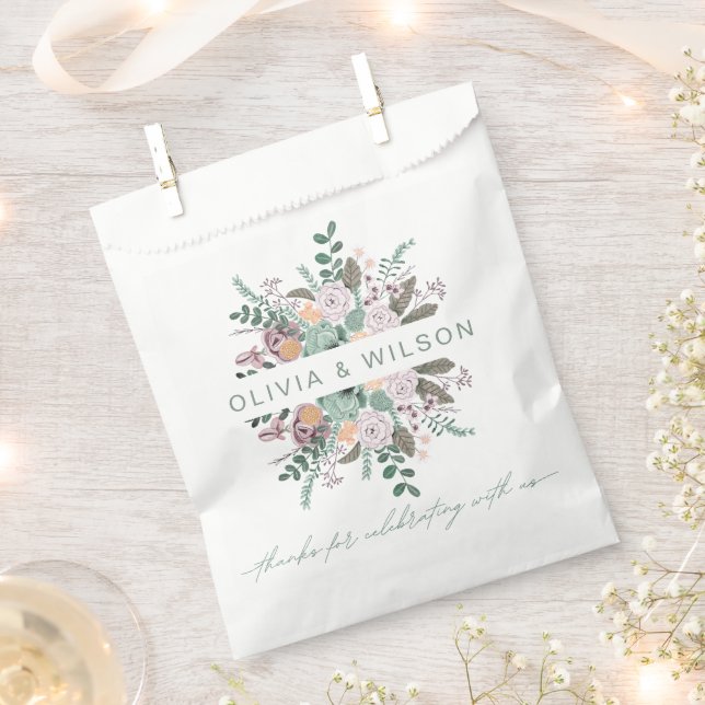 Floral blush pink eucalyptus greenery wedding favo favour bag (Clipped)