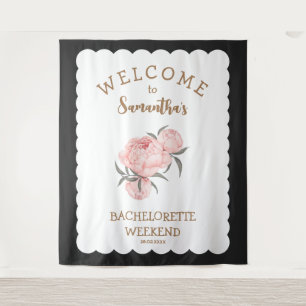 Floral Blush Pink Gold Girly Bachelorette Tapestry