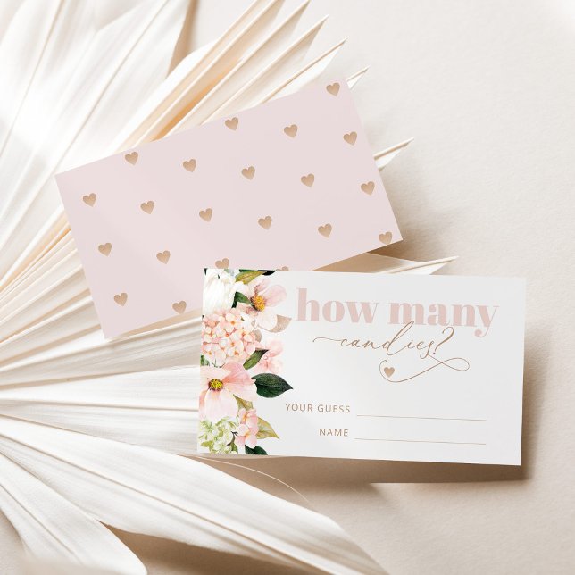 Floral blush pink gold guess how many candies enclosure card (Creator Uploaded)