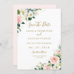 Floral Blush Pink Gold Wedding Save The Date Invitation<br><div class="desc">More modern floral Wedding Save The Date Invitations in the Little Bayleigh Store!</div>